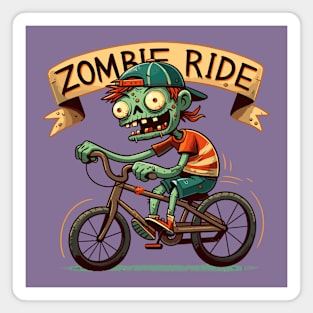 Zombie Ride - Zombie boy on bike Magnet